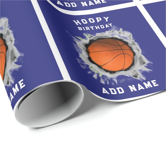 Papel De Regalo Cumpleaños del Baloncesto Personalizado (Esquina del rollo)