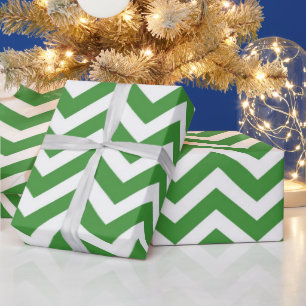 Papel De Regalo Cumpleaños del Boda de Chevron blanco y verde oscu
