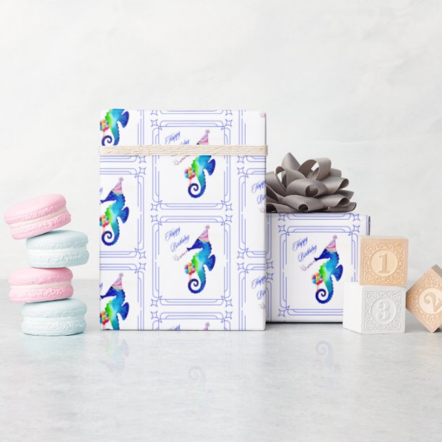 Papel De Regalo Cumpleaños del caballito de mar (Baby Shower)