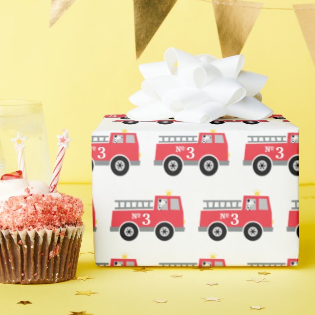 Papel De Regalo Cumpleaños del camión de bomberos (Fiesta de cumpleaños )