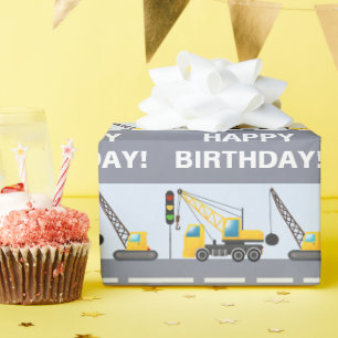 Papel De Regalo Cumpleaños del camión de construcción infantil