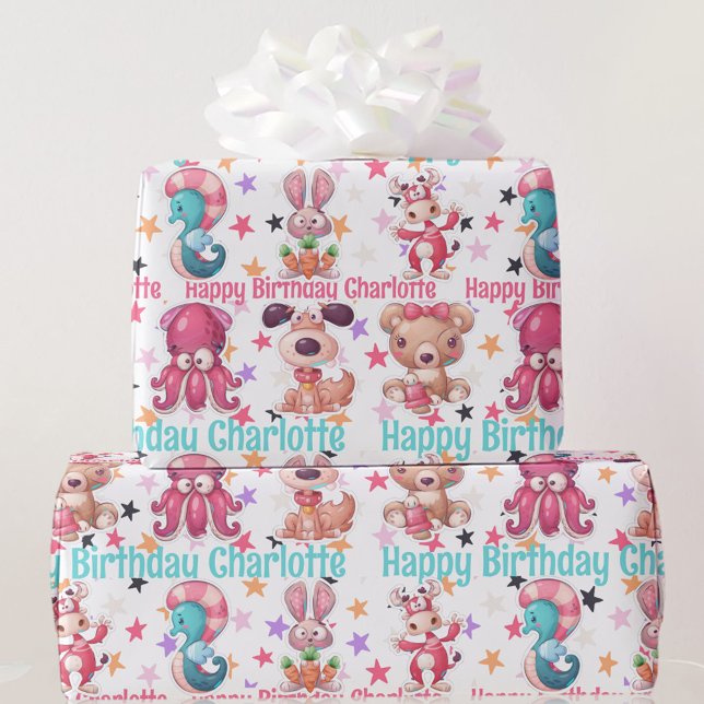 Papel De Regalo Cumpleaños del Chica Divertido Silly Añadir nombre (Subido por el creador)