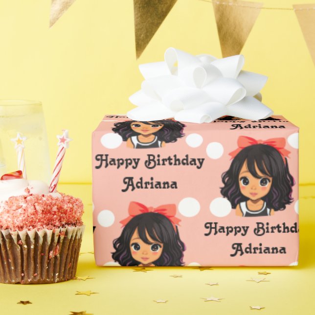 Papel De Regalo Cumpleaños del Chica hispano personalizado (Fiesta de cumpleaños )