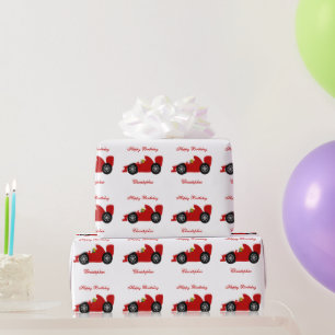 Papel De Regalo Cumpleaños del Coche de Carreras Rojo