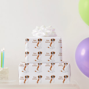 Papel De Regalo Cumpleaños del diseño de perro de San Bernardo