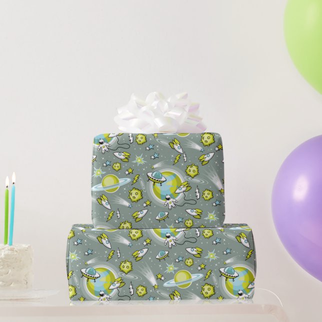 Papel De Regalo Cumpleaños del Explorador Espacial (Regalos de fiesta)