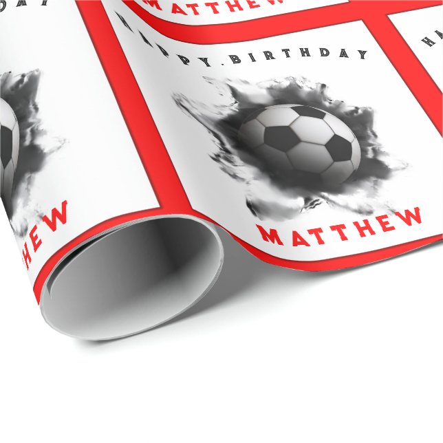 Papel De Regalo Cumpleaños del fútbol (Esquina del rollo)
