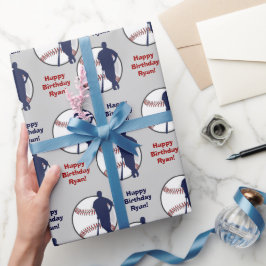 Papel De Regalo Cumpleaños del jugador de béisbol personalizado