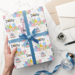 Papel De Regalo Cumpleaños del perro del Tibetano Blanco Dorado