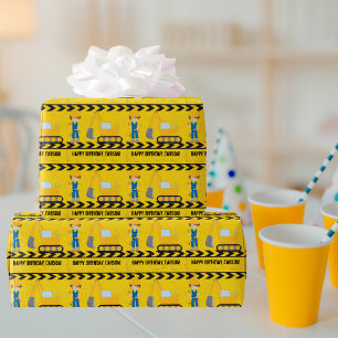 Papel De Regalo Cumpleaños del Personalizado de Excavator de Const