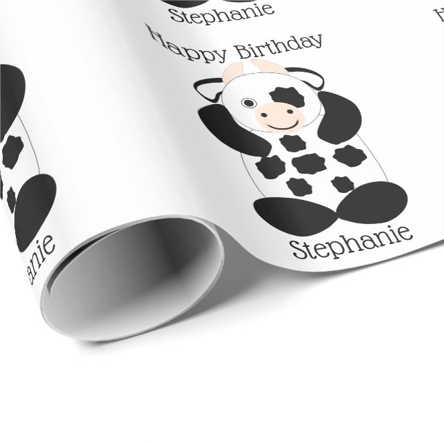 Papel De Regalo Cumpleaños Diseño Vaca (Esquina del rollo)