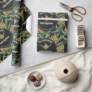 Papel De Regalo Cumpleaños Divertido Negro Ve a las Bananas