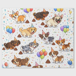 Papel De Regalo Cumpleaños divertido y lindo de perro que hace cac