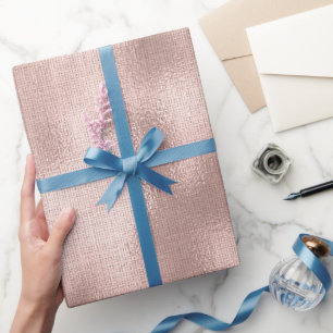 Papel De Regalo Cumpleaños dorada del Rosa rosado de Rubor