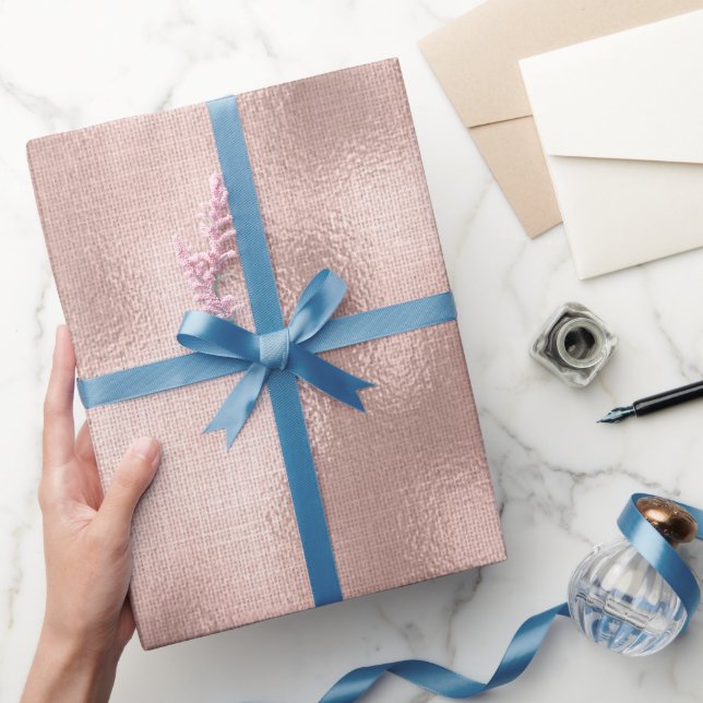 Papel De Regalo Cumpleaños dorada del Rosa rosado de Rubor (Regalar)