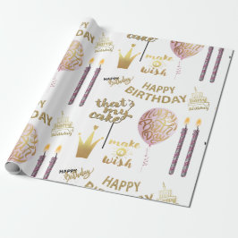 Papel De Regalo Cumpleaños dorado