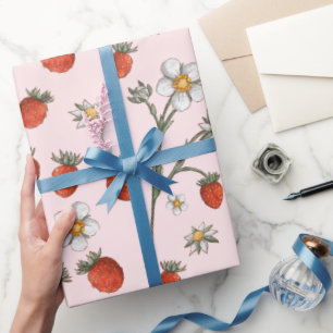 Papel De Regalo Cumpleaños dulce de fresa floral lindo