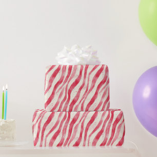 Papel De Regalo Cumpleaños Fantasías Rayas Rojo Blanco