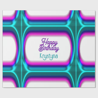 Papel De Regalo Cumpleaños Feliz Brillante Personalizado Magenta C