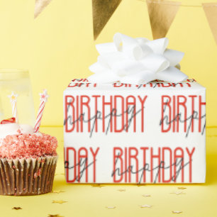 Papel De Regalo Cumpleaños feliz de rojo y negro