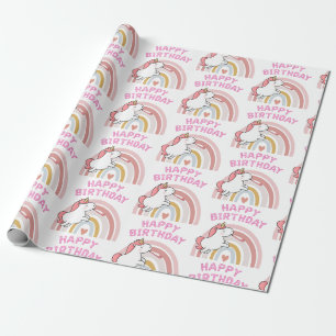 Papel De Regalo Cumpleaños Feliz de Unicornio