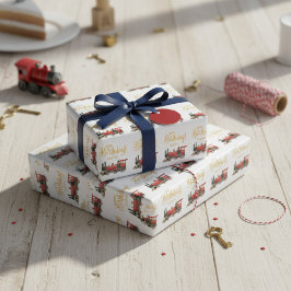 Papel De Regalo Cumpleaños feliz del tren rojo