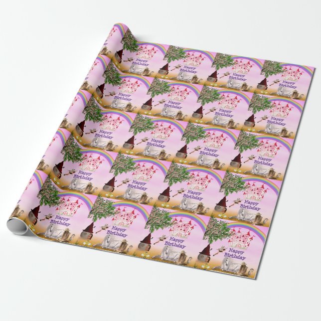 Papel De Regalo Cumpleaños Feliz Hada (Desenrollado)