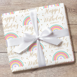 Papel De Regalo Cumpleaños Feliz Nombre Personalizado Corazón Arco