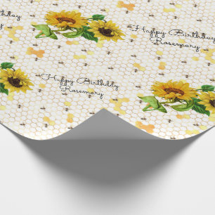 Papel De Regalo Cumpleaños feliz o jubilación Girasol Añadir no