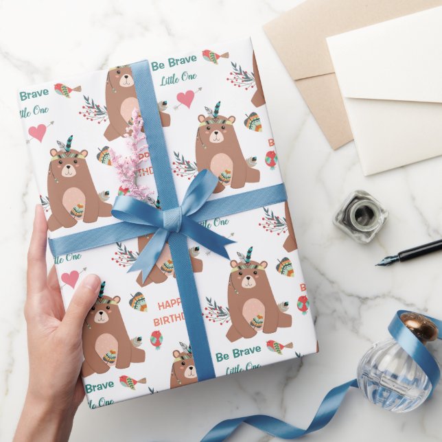 Papel De Regalo Cumpleaños Feliz para los Osos Tribales (Regalar)