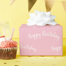 Papel de regalo Cumpleaños Feliz Rosa y Blanco