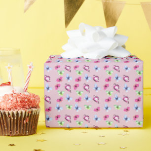 Papel De Regalo Cumpleaños Fiesta de Bebé Mariposa Rosa Azul Verde