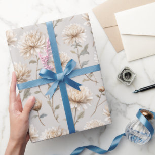 Papel De Regalo Cumpleaños Floral de Piedra Crema Bonito
