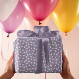Papel De Regalo Cumpleaños Floral Púrpura