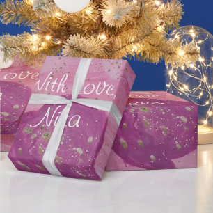 Papel De Regalo Cumpleaños Galaxia Cósmica Rosa Acuarela