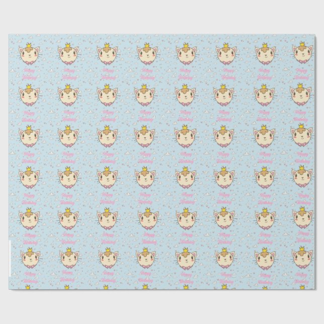 Papel de regalo cumpleaños gato (Superficie plana)