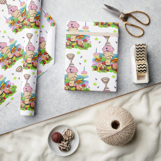 Papel de regalo Cumpleaños gemelo Cupcake  (Artesanía)