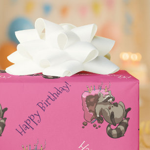 Papel De Regalo Cumpleaños! Greedy Raccoon Cake Personalizado