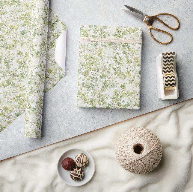 Papel De Regalo Cumpleaños Hojas Verdes (Artesanía)