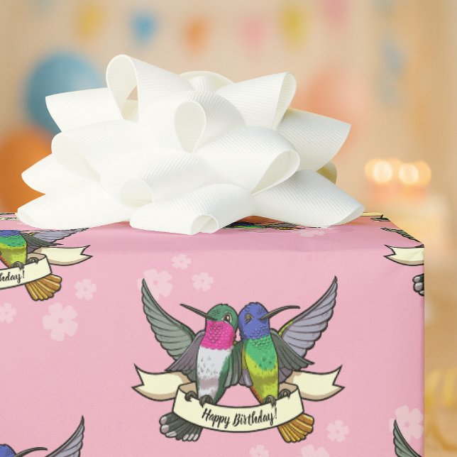Papel De Regalo Cumpleaños! Hummingbirds Con Personalizado De Cint (Subido por el creador)