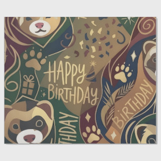 Papel de regalo Cumpleaños Hurón Feliz