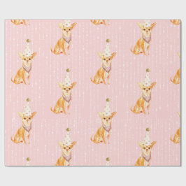 Papel De Regalo Cumpleaños Jack Russell Dog Gorra Fiesta Rosa