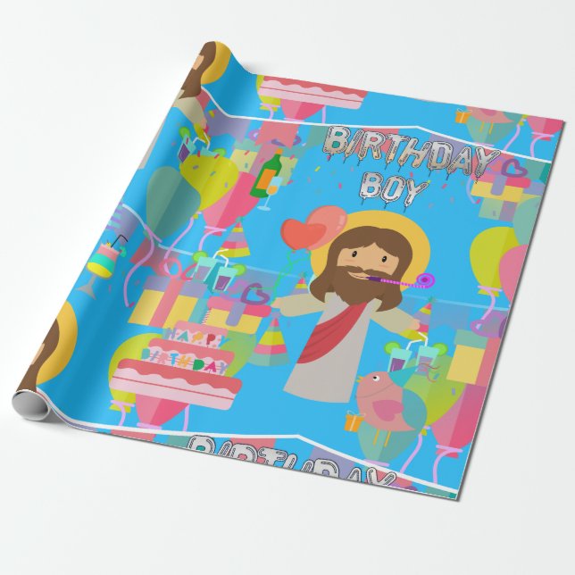 Papel De Regalo cumpleaños jesus xmas (Desenrollado)