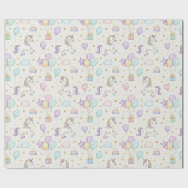 Papel De Regalo Cumpleaños Mágico de Unicornio – Celebración de Fa