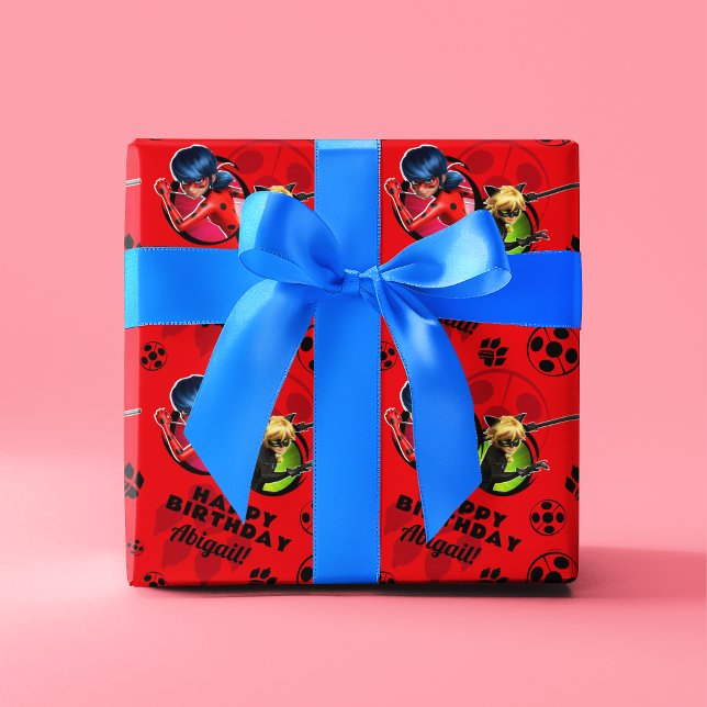 Papel De Regalo Cumpleaños milagroso de Ladybug y Cat Noir (Wrapping paper on gift)