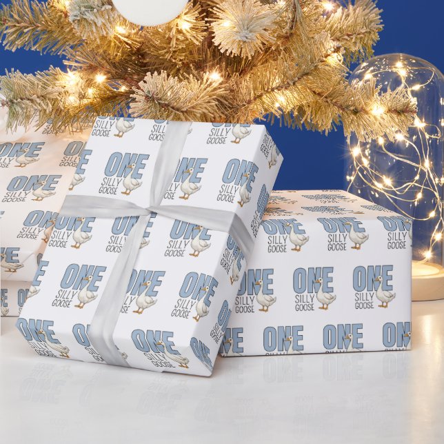 Papel De Regalo Cumpleaños moderno de un ganso tonto azul (Vacaciones)