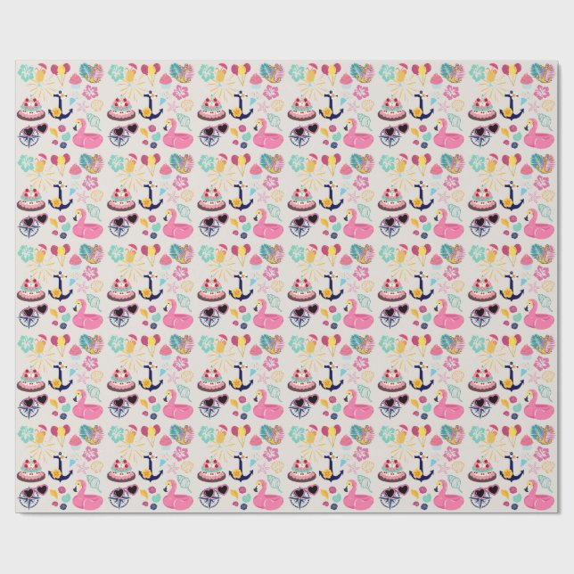 Papel De Regalo Cumpleaños Náutico Adorable (Superficie plana)