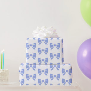Papel De Regalo Cumpleaños Niño Ducha de Bebe Lazo Azul Pequeño