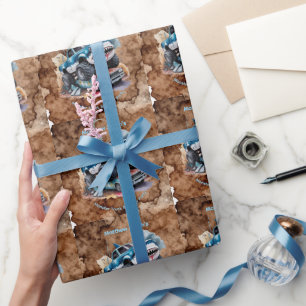 Papel De Regalo Cumpleaños Niño Salpicadura de Lodo Camión Monstru
