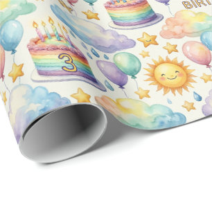 Papel de Regalo Cumpleaños Nube Arcoíris